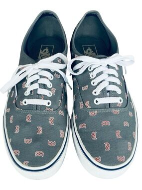 VANS Sneakers Gray Canvas Red Sox Logo Men’s Size 11